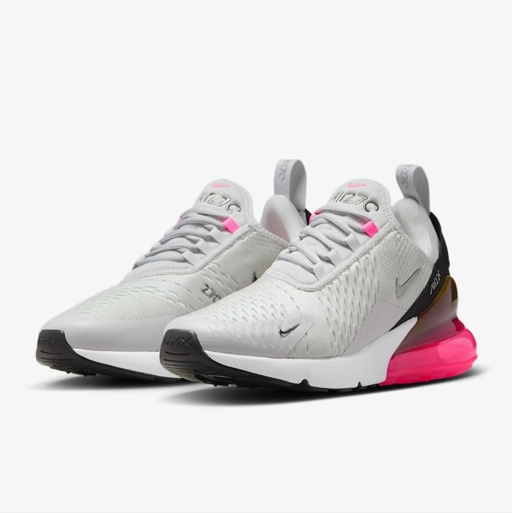 Women's Nike Air Max 270 Pink White Sneakers made with Swarovski Crystals - Picture 2 of 9